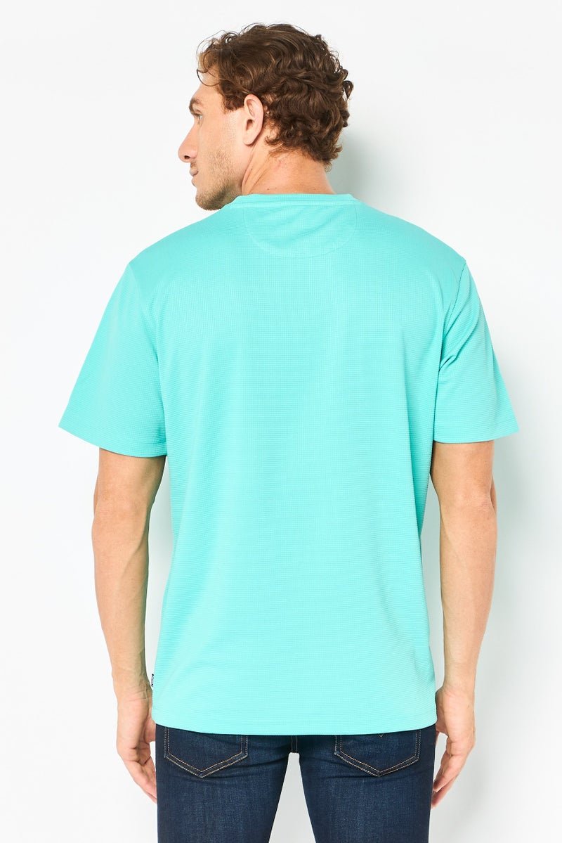 Chaps تي شيرت تدريب قصير الأكمام للرجال، تركواز - Image 4